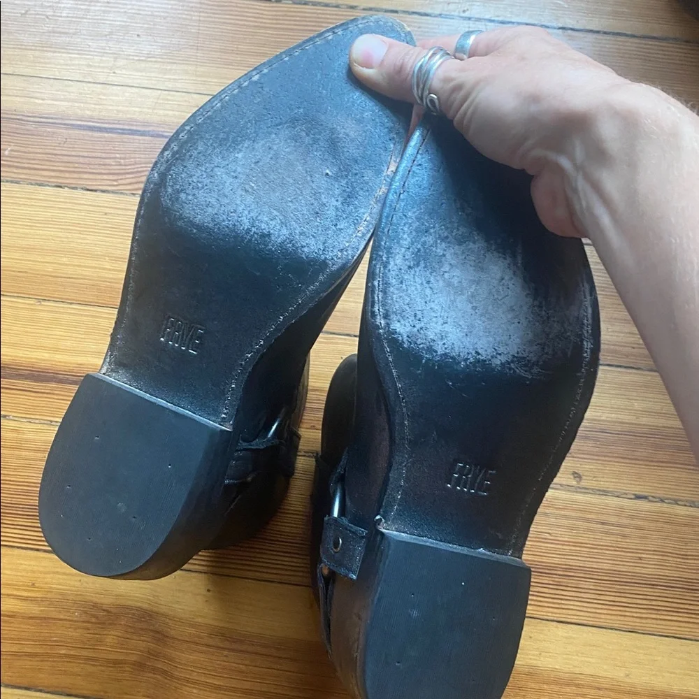 Frye Billy chain metallic black Western Harness Booties